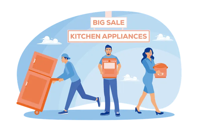 People doing shopping in Shop For Kitchen Equipment  Illustration