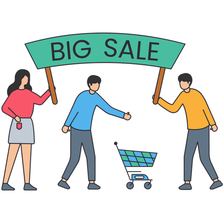 People doing shopping on big sale  Illustration