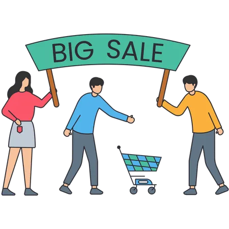 People doing shopping on big sale  Illustration