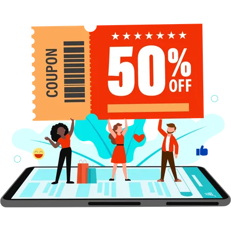 People doing shopping on online sale  Illustration