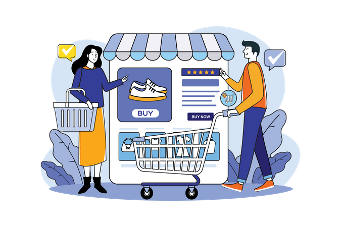 People Doing Shopping Online  Illustration