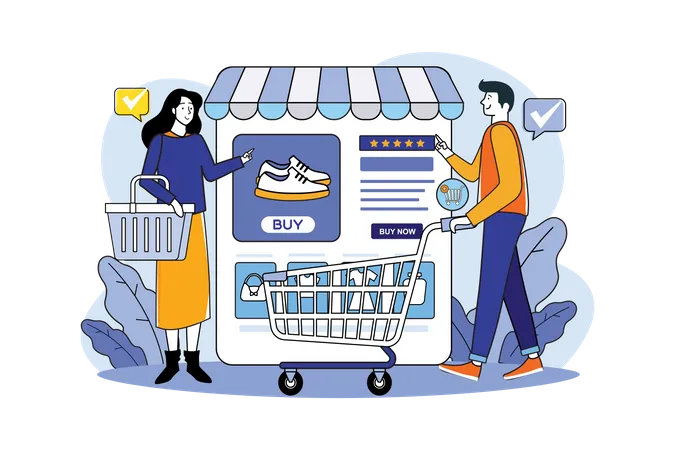 People Doing Shopping Online  Illustration