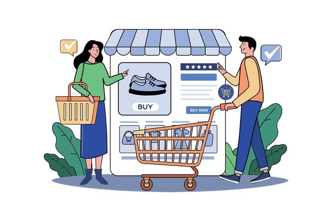 People Doing Shopping Online  Illustration