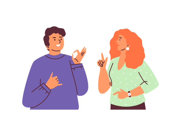 People doing sign language conversation  Illustration