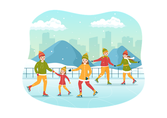 People doing Skating on Ice  Illustration