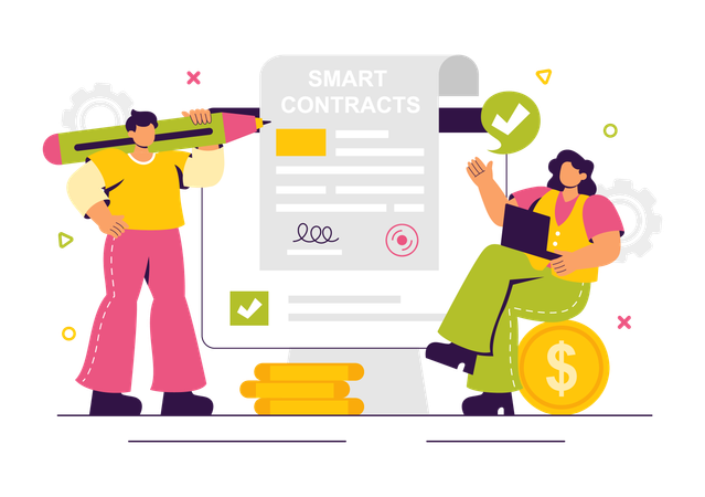 People doing smart contract  Illustration