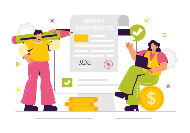 People doing smart contract  Illustration