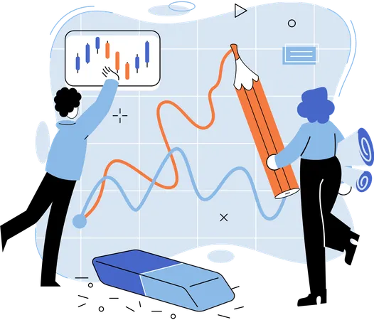 People doing stock market manipulation  Illustration