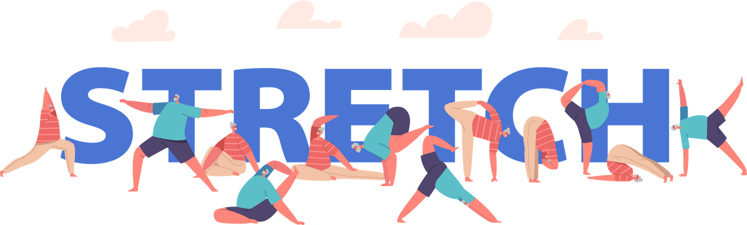 People doing stretching exercise Illustration