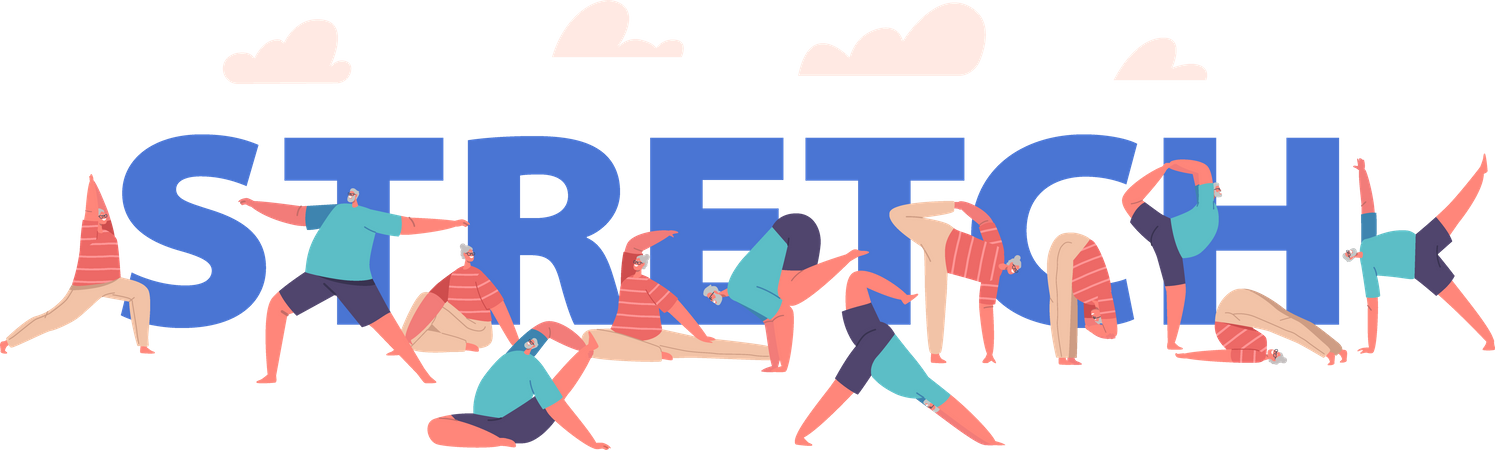 People doing stretching exercise  Illustration