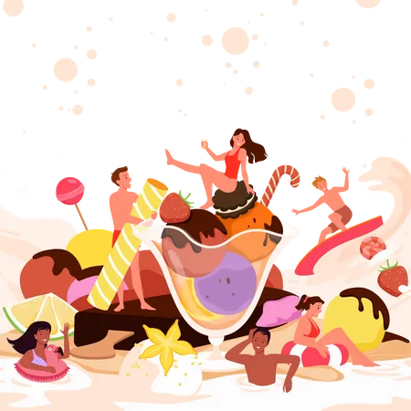 People doing summer party  Illustration