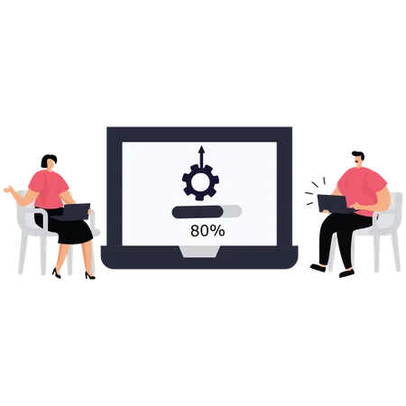 People doing system upgrade  Illustration