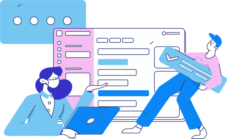 People doing task coordination  Illustration