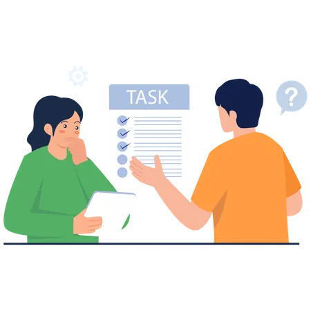 People doing Task Discussion Session  Illustration