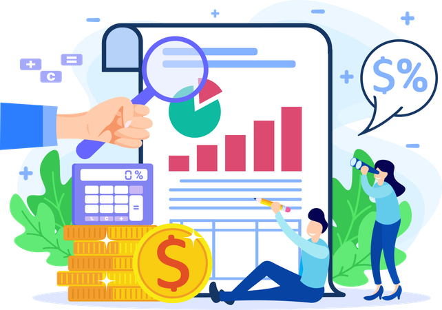 People doing tax analysis  Illustration