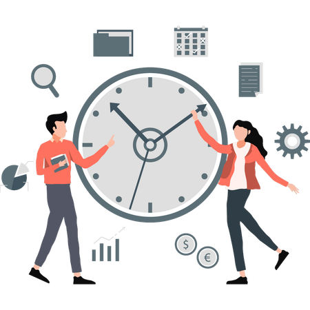 People doing time management  Illustration