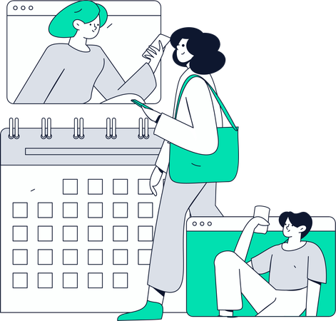 People doing time management  Illustration