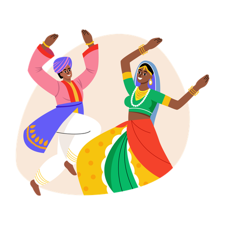 People doing Traditional dance  Illustration