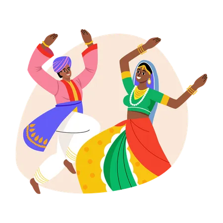 People doing Traditional dance  Illustration
