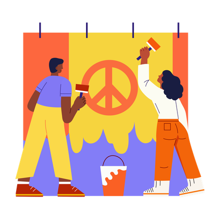 People doing utility art  Illustration