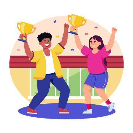 People doing victory celebration  Illustration