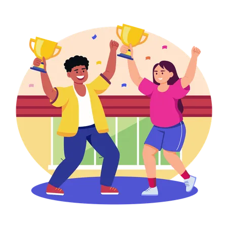 People doing victory celebration  Illustration