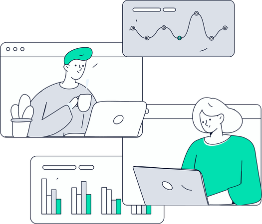 People doing video conferencing  Illustration