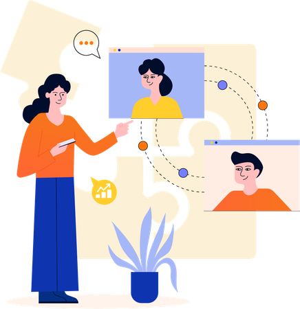 People doing Virtual Conference  Illustration
