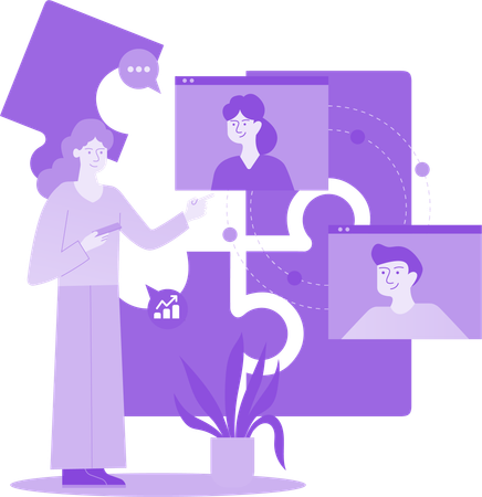 People doing Virtual Conference  Illustration