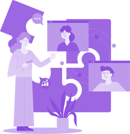 People doing Virtual Conference  Illustration