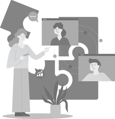 People doing Virtual Conference  Illustration