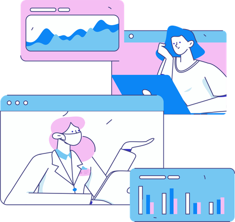 People doing virtual meeting room  Illustration