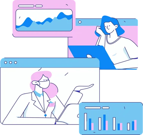 People doing virtual meeting room  Illustration