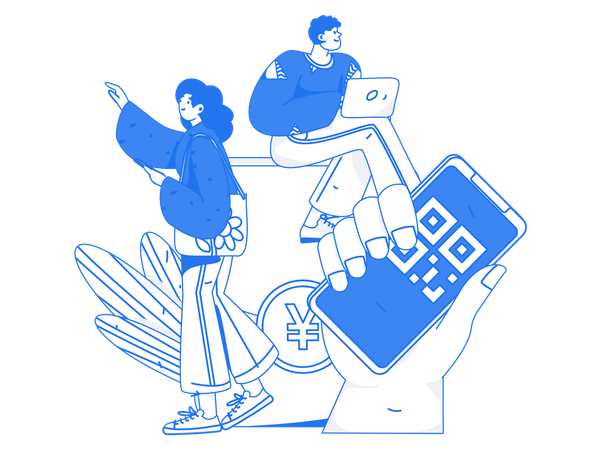 People doing virtual shopping  Illustration