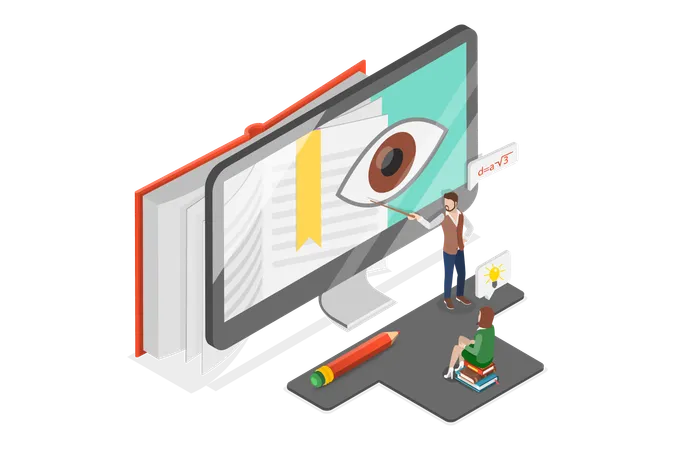 3 D Isometric Flat Vector Conceptual Illustration Of Visual Learning Strategy To See Material Instead Of Hearing To Remember Better Illustration
