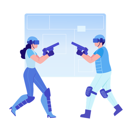 People doing vr battle  Illustration