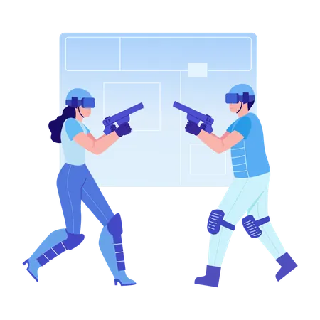 People doing vr battle  Illustration