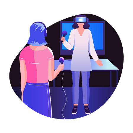 People doing vr exposure therapy  Illustration