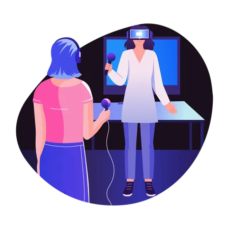 People doing vr exposure therapy  Illustration