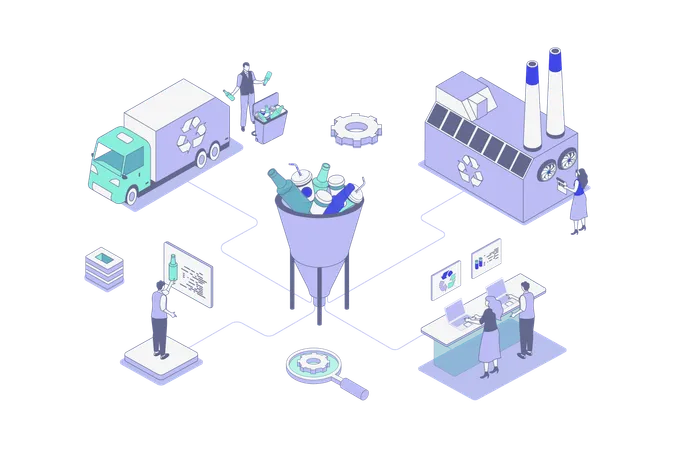 People doing waste management  Illustration