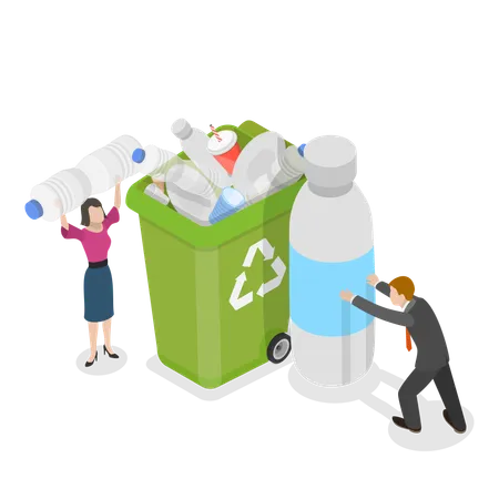 People doing waste recycling  Illustration