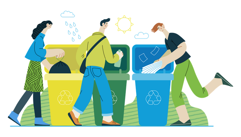 People doing Waste sorting  Illustration