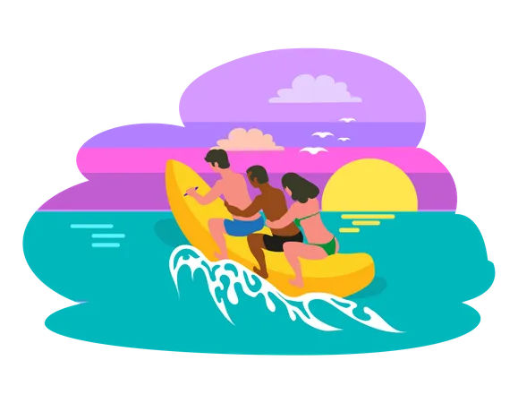 People doing water activities  Illustration