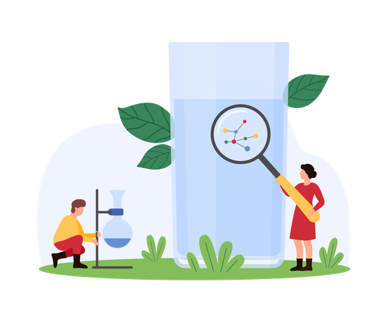 People doing Water quality analysis  Illustration