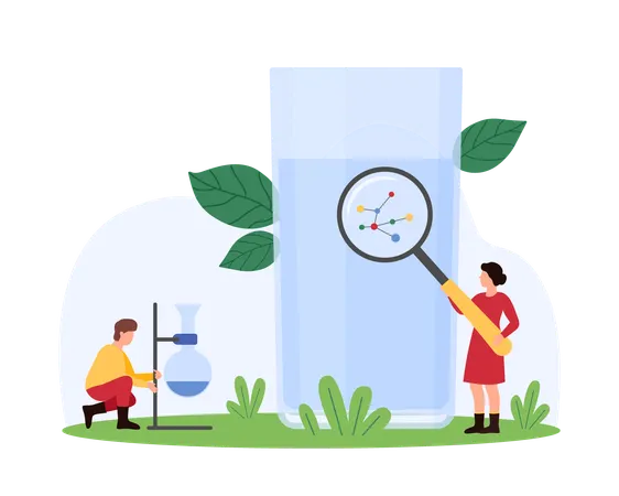 People doing Water quality analysis  Illustration