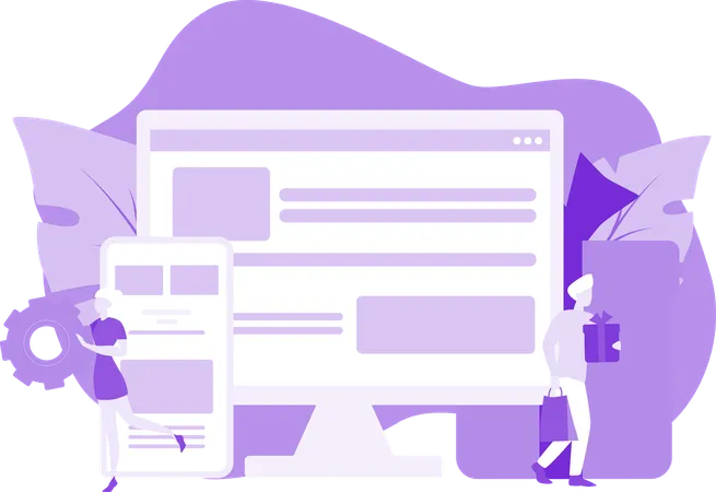 People Doing Web Development For Ecommerce  Illustration