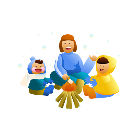 People doing winter activities  Illustration