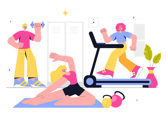People doing workout together  Illustration