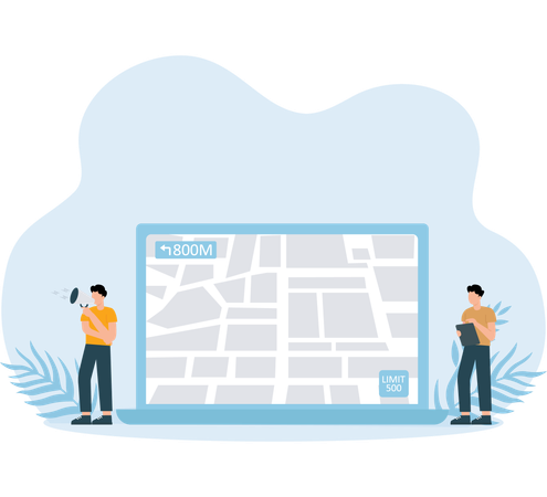 People doing world map marketing  Illustration