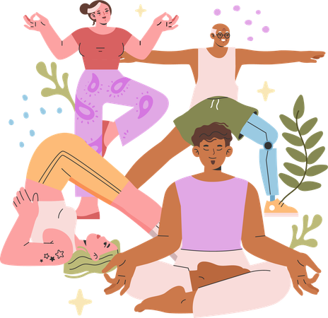 People Doing Yoga  Illustration